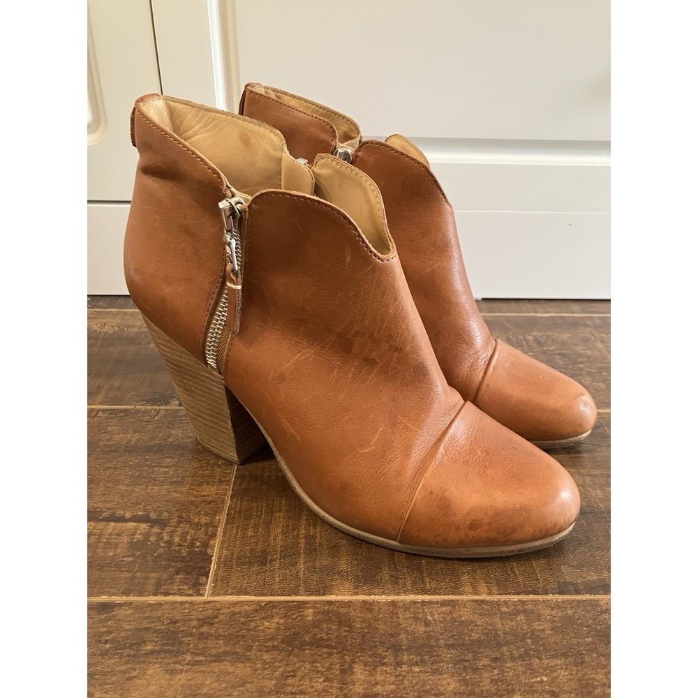 Rag & Bone Margot Ankle Booties Womens EU 41 Tan Brown Leather Zip Boot US 10
